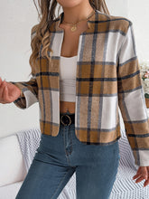 Load image into Gallery viewer, Plaid Open Front Long Sleeve Jacket