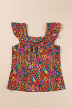Load image into Gallery viewer, Tied Printed Square Neck Cap Sleeve Blouse