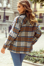 Load image into Gallery viewer, Plaid Collared Neck Jacket with Chest Pockets