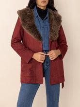 Load image into Gallery viewer, Fuzzy Collared Neck Tie Waist Jacket