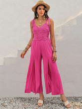 Load image into Gallery viewer, V-Neck Wide Strap Slit Jumpsuit