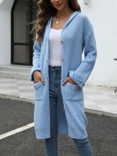 Load image into Gallery viewer, Pocketed Button Up Long Sleeve Hooded Cardigan