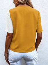 Load image into Gallery viewer, Decorative Button Surplice Short Sleeve Blouse
