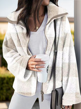 Load image into Gallery viewer, Full Size Plaid Zip Up Long Sleeve Jacket