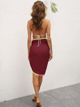 Load image into Gallery viewer, Rainbow Pompom Trim Swim Skirt