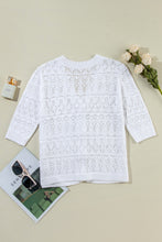 Load image into Gallery viewer, Openwork V-Neck Half Sleeve Cardigan