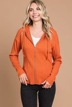 Load image into Gallery viewer, Culture Code Full Size Ribbed Zip Up Drawstring Hooded Jacket