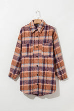 Load image into Gallery viewer, Plus Size Plaid Collared Neck Long Sleeve Jacket