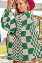 Load image into Gallery viewer, Checkered Open Front Long Sleeve Cardigan