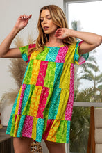Load image into Gallery viewer, BiBi Leopard Short Sleeve Tiered Dress