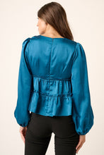 Load image into Gallery viewer, Mittoshop Satin V Neck Ruffled Tier Blouse
