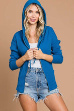 Load image into Gallery viewer, Culture Code Full Size Ribbed Zip Up Drawstring Hooded Jacket