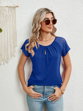 Load image into Gallery viewer, Lace Detail Round Neck Short Sleeve T-Shirt