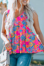 Load image into Gallery viewer, Ruffled Printed V-Neck Tank