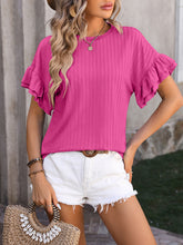 Load image into Gallery viewer, Ruffled Round Neck Short Sleeve Top