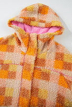 Load image into Gallery viewer, Checkered Long Sleeve Sherpa Hooded Jacket