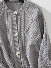 Load image into Gallery viewer, Cable-Knit Round Neck Button Up Cardigan
