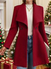 Load image into Gallery viewer, Collared Neck Button Up Long Sleeve Coat