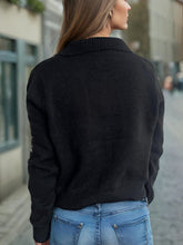 Load image into Gallery viewer, Pearl Trim Collared Neck Long Sleeve Cardigan