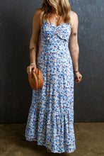 Load image into Gallery viewer, Ruched Ruffle Hem Printed Cami Dress