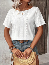 Load image into Gallery viewer, Lace Detail Eyelet Short Sleeve Blouse