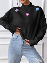 Load image into Gallery viewer, Flower Turtleneck Long Sleeve Sweater