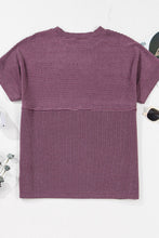 Load image into Gallery viewer, Corded Knit Mock Neck Short Sleeve T Shirt