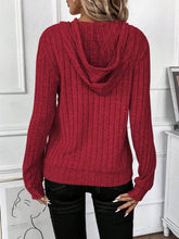 Load image into Gallery viewer, Drawstring Ribbed Long Sleeve Hoodie