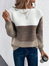 Load image into Gallery viewer, Color Block Drop Shoulder Long Sleeve Sweater