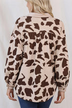 Load image into Gallery viewer, Cow Print Button Up Corduroy Shacket