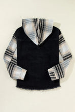 Load image into Gallery viewer, Drawstring Raw Hem Button Up Hooded Denim Jacket