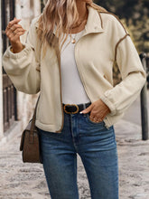 Load image into Gallery viewer, Perfee Zip Up Dropped Shoulder Polar Fleece Jacket