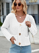 Load image into Gallery viewer, Round Neck Button Up Cardigan with Pockets