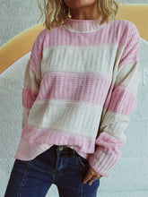 Load image into Gallery viewer, Contrast Round Neck Long Sleeve Sweater