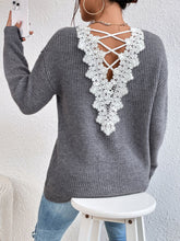 Load image into Gallery viewer, Crisscross V-Neck Long Sleeve Sweater