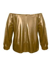 Load image into Gallery viewer, Plus Size Off-Shoulder Long Sleeve Blouse