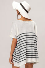 Load image into Gallery viewer, BiBi V Neck Striped Short Sleeve Top