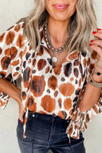Load image into Gallery viewer, Printed Tie Neck Three-Quarter Sleeve Blouse