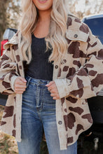 Load image into Gallery viewer, Cow Print Button Up Corduroy Shacket