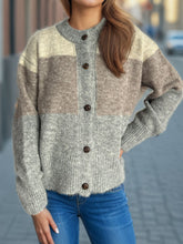 Load image into Gallery viewer, Color Block Round Neck Button Up Cardigan