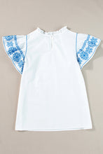 Load image into Gallery viewer, Ruffled Mock Neck Cap Sleeve Blouse