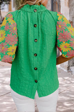 Load image into Gallery viewer, Frill Mock Neck Puff Sleeve Blouse