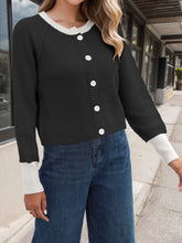 Load image into Gallery viewer, Contrast Button Up Long Sleeve Cardigan