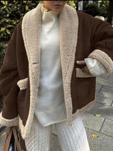 Load image into Gallery viewer, Fuzzy Collared Neck Long Sleeve Jacket