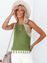 Load image into Gallery viewer, Cutout Tassel Round Neck Tank