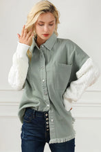 Load image into Gallery viewer, Raw Hem Collared Neck Button Up Long Sleeve Jacket