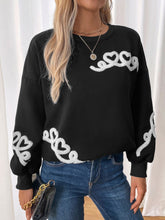 Load image into Gallery viewer, Perfee Heart Round Neck Long Sleeve Sweater
