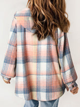 Load image into Gallery viewer, Plaid Snap Down Plush Hooded Jacket