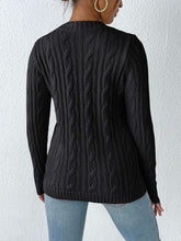 Load image into Gallery viewer, Cable-Knit Round Neck Long Sleeve Sweater