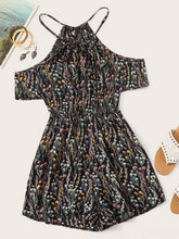 Load image into Gallery viewer, Tied Printed Short Sleeve Romper